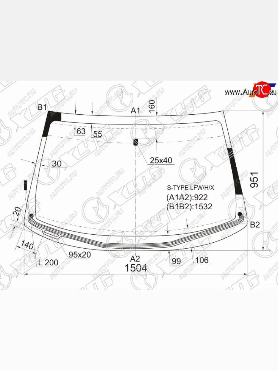 Стекло лобовое (Обогрев щеток) Jaguar S-type 99-08 XYG S-TYPE LFW/H/X  в Воронеже Воронежской области