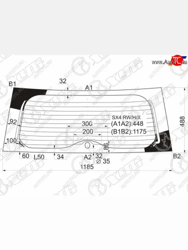 Стекло заднее (Цвет зеленый Обогрев 5D HBK) Suzuki SX4 06-16  Fiat Sedici 06-11 XYG SX4 RW/H/X