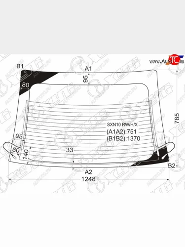 Стекло заднее (Цвет зеленый Обогрев) Toyota Nadia 98-03 XYG SXN10 RW/H/X