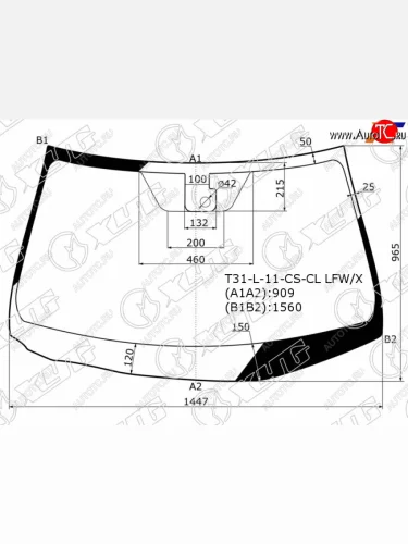 Стекло лобовое (датчик дождя) XYG (зеленое) Nissan X-trail  2 T31 (2010-2015) рестайлинг