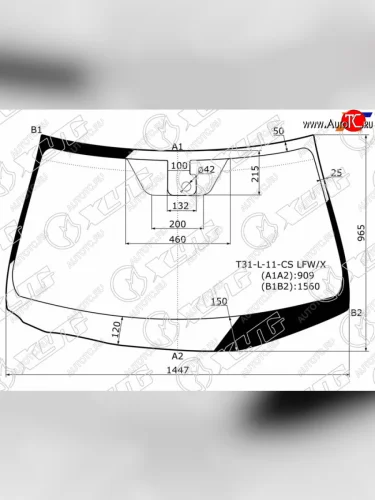Стекло лобовое (датчик дождя) XYG (зеленое) Nissan X-trail  2 T31 (2010-2015) рестайлинг