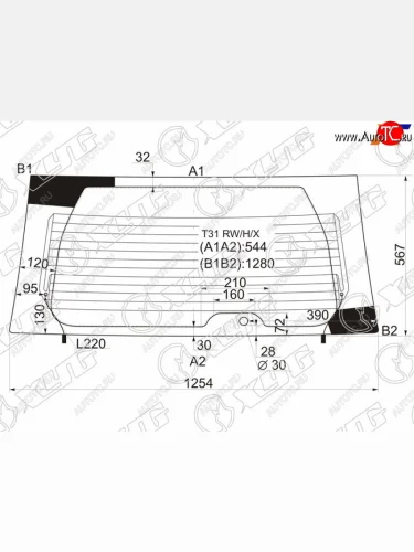 Стекло заднее (Цвет зеленый Обогрев) Nissan X-Trail 07-15 XYG T31 RW/H/X