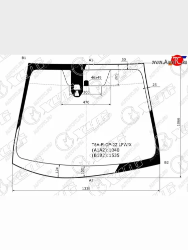 Стекло лобовое (две камеры) XYG (зеленое) Honda Fit  GP,GK (2013-2015)  дорестайлинг