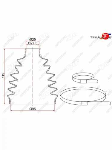 Пыльник шруса наружный  FR HUYNDAI SANTA FE 06- (2 хомута. термопластик) SAT TC-005