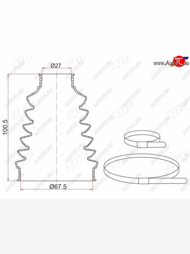 Пыльник шруса внутренний FR VW GOLF (2 хомута. термопластик)                                         SAT TC-021