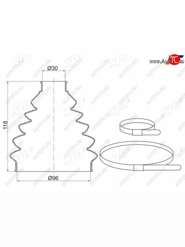 Пыльник шруса наружный  FR VW GOLF (2 хомута. термопластик) SAT TC-019