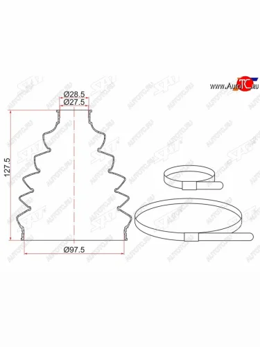 Пыльник шруса наружный  FR VW TIGUANVOLVO XC90 03- (2 хомута. термопластик) SAT TC-018