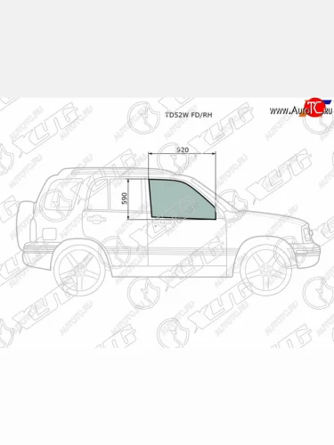 Стекло боковое опускное (Спереди Справа Цвет зеленый) Suzuki Escudo 97-05  Grand Vitara 97-05  C XYG TD52W FD/RH