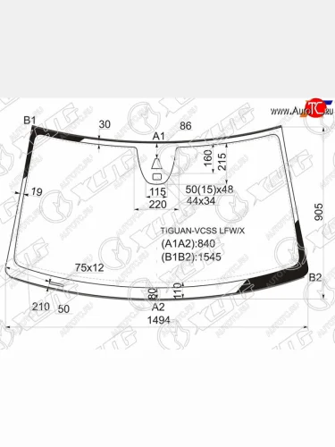 Стекло лобовое (Камера Датчик дождя Молдинг) Volkswagen Tiguan 06-17 XYG TIGUAN-VCSS LFW/X
