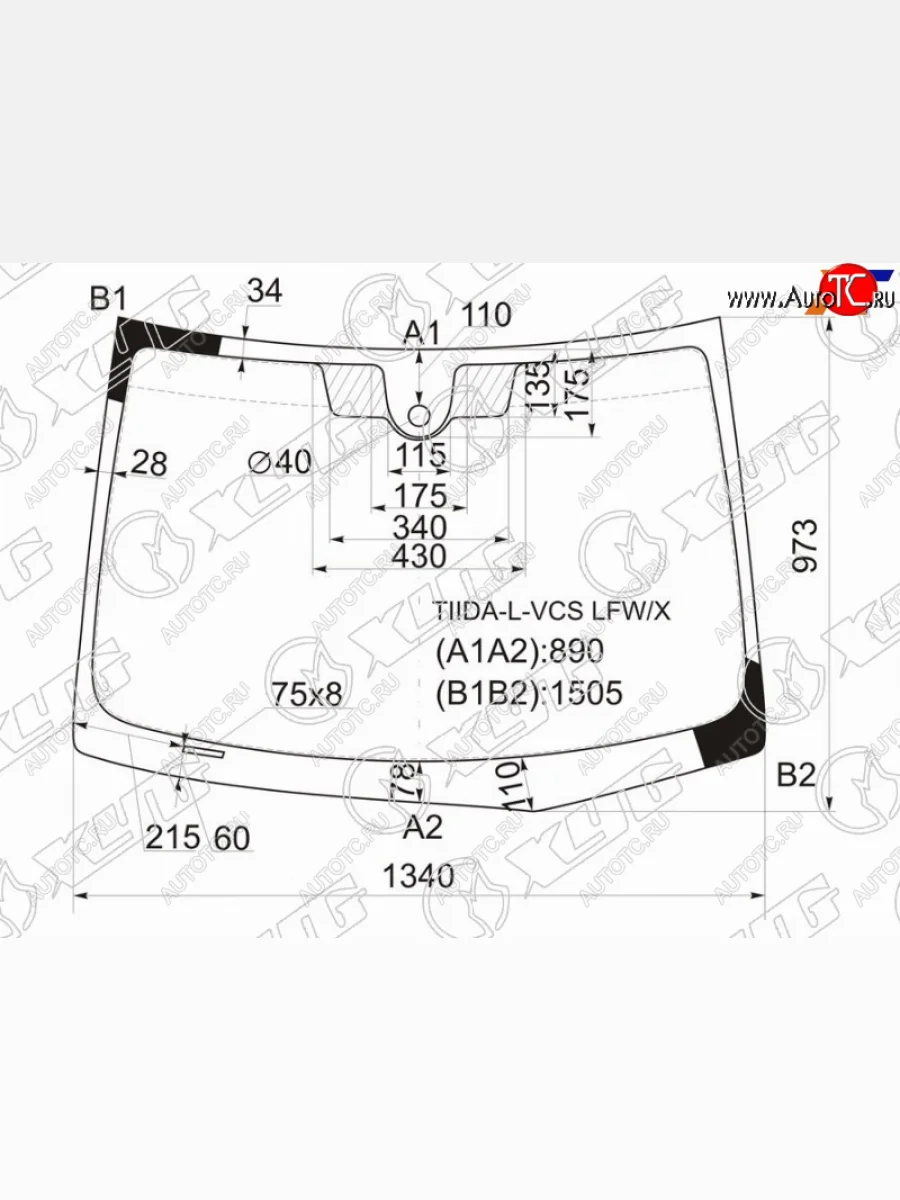 Стекло лобовое (датчик дождя) XYG Nissan Tiida 1 C11 хэтчбэк дорестайлинг, Япония (2004-2007) (зеленое)  в Перми Пермском крае