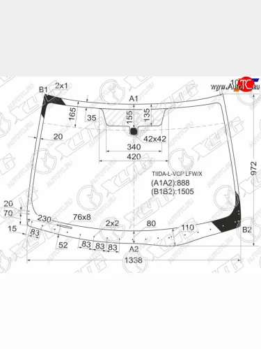 Стекло лобовое Nissan Tiida 04-14  Tiida Latio 04-12  Versa 06-12 XYG TIIDA-L-VCP LFW/X