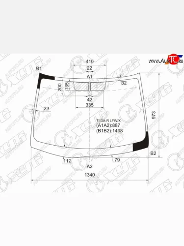 Стекло лобовое Nissan Tiida 04-14  Tiida Latio 04-12  Versa 06-12 XYG TIIDA-R LFW/X