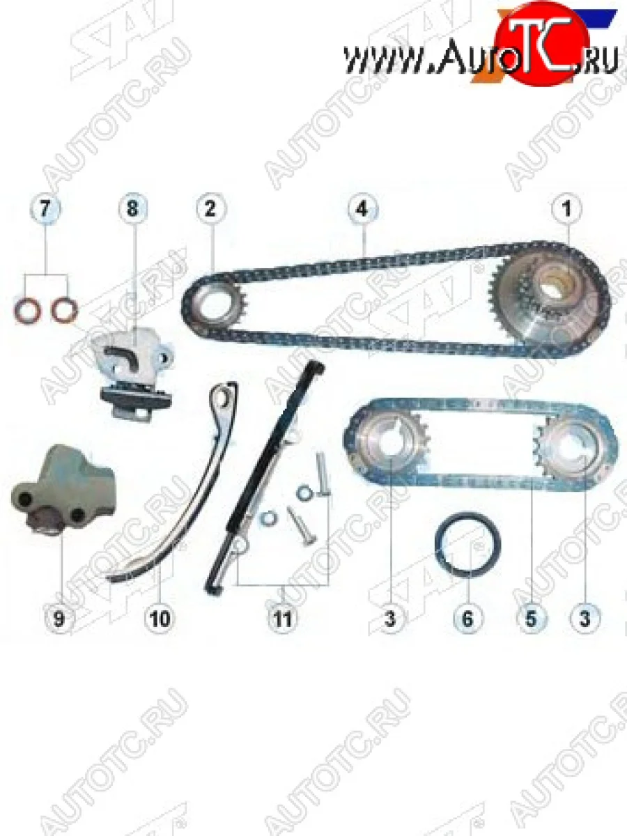 Комплект цепи ГРМ NISSAN KA24DE 98- (двухрядная цепь) SAT TK-NS104-F  в Самаре Самарской области