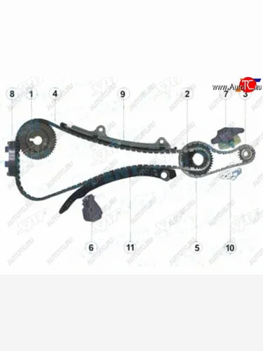 Комплект цепи ГРМ NISSAN QR20DEQR25DE 05- SAT TK-NS212-G