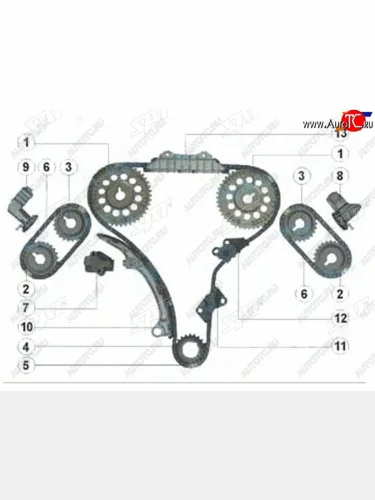 Комплект цепи ГРМ NISSAN VQ20DEVQ25DEVQ30DE SAT TK-NS308-A