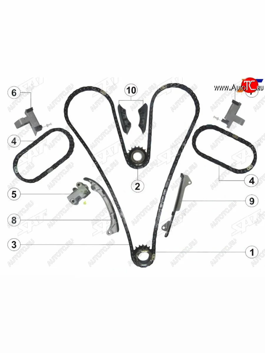 Комплект цепи ГРМ TOYOTA CAMRY,HIGHLANDER,RAV4, LEXUS IS,GS 2-4GR SAT TK-TY212-A  в Самаре Самарской области