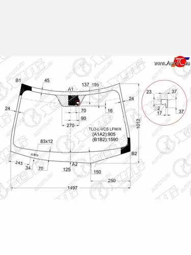 Стекло лобовое (датчик дождя) XYG (зеленое) Acura TSX CU2 седан (2008-2014)