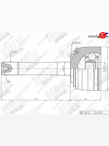 Шрус наружный FR TOYOTA LAND CRUISER 100LEXUS LX470 2UZFE1HDFTE 98- HDK TO-074