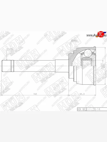 Шрус наружный TOYOTA 4RUNNERHILUXSURF #N130REGIUS RCH47DYNA 3RZ235L3Y3VZ1KZ 87-02 4WD      HDK TO-14