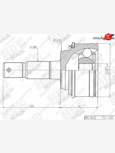 Шрус наружный TOYOTA LAND CRUISER UZJ200 07-LX570 07- HDK TO-106