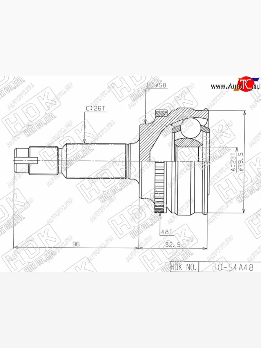 Шрус наружный TOYOTA COROLLARUNXOPARAV4 CA2#SV50ALLIONWISH 4WD 1ZZ 4WD1AZ-FSE3ZZ(euro) 00-05 HDK TO-54A48  В Кинешме Ивановской области