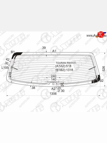 Стекло заднее (Цвет зеленый Обогрев) Volkswagen Touran 03-10 XYG TOURAN RW/H/X