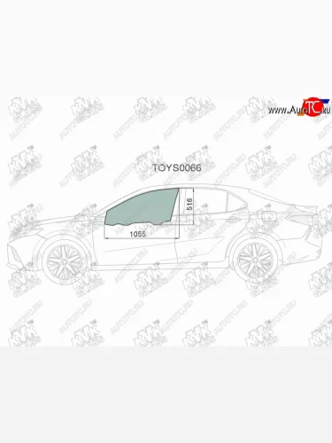 Стекло боковое опускное (Спереди Слева Цвет зеленый) Toyota Camry (XV70) 17-21  Camry UAEUSA 17- KMK TOYS0066