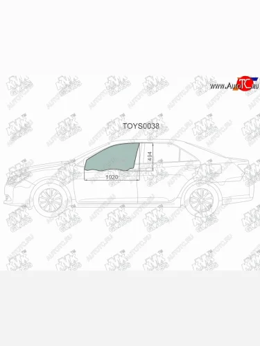 Стекло боковое опускное (Спереди Слева Цвет зеленый) Toyota Camry (XV50) 11-21  Camry UAEUSA 11- KMK TOYS0038