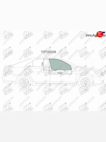Стекло боковое опускное (Спереди Справа Цвет зеленый) Toyota Camry (XV50) 11-18  Camry UAEUSA 11 KMK TOYS0039