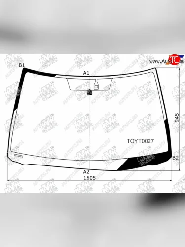 Стекло лобовое (датчик дождя) (UAE, USA) KMK (зеленое) Toyota Camry XV30 дорестайлинг (2001-2004)