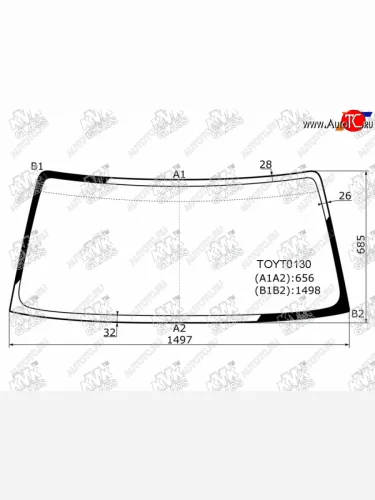 Стекло лобовое KMK (зеленое) Toyota Land Cruiser  90 (1996-2000)