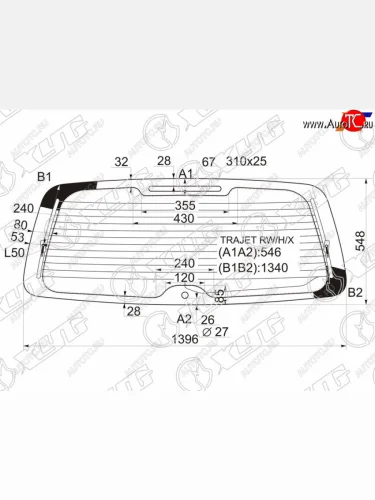 Стекло заднее (Цвет зеленый Обогрев) Hyundai Trajet 99-08 XYG TRAJET RW/H/X