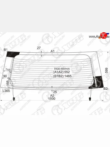 Стекло заднее (Цвет зеленый Обогрев) Toyota Estima 00-05  Previa 00-07 XYG TR30 RW/H/X
