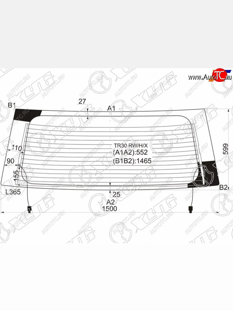 Стекло заднее (Цвет зеленый Обогрев) Toyota Estima 00-05  Previa 00-07 XYG TR30 RW/H/X  в Воронеже Воронежской области