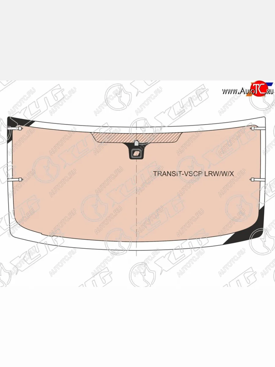 Стекло лобовое (обогрев полный, датчик дождя) XYG Ford Transit цельнометаллический фургон дорестайлинг (2000-2006) (зеленое)  в Перми Пермском крае