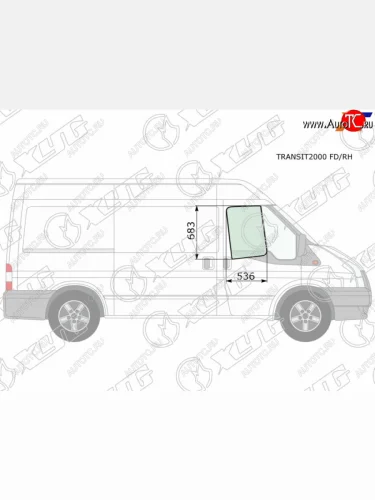 Стекло боковое опускное (Спереди Справа Цвет зеленый) Ford Transit 00-14                           XYG TRANSIT2000 FD/RH