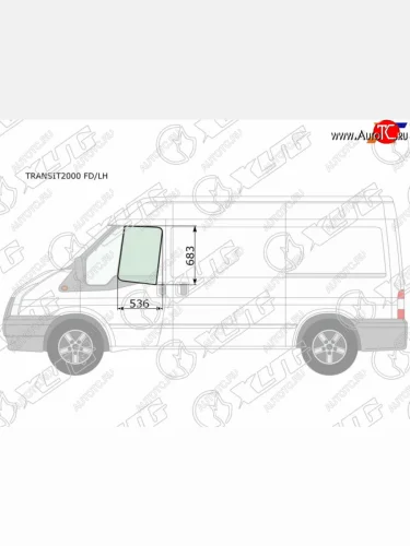 Стекло боковое опускное (Спереди Слева Цвет зеленый) Ford Transit 00-14                            XYG TRANSIT2000 FD/LH