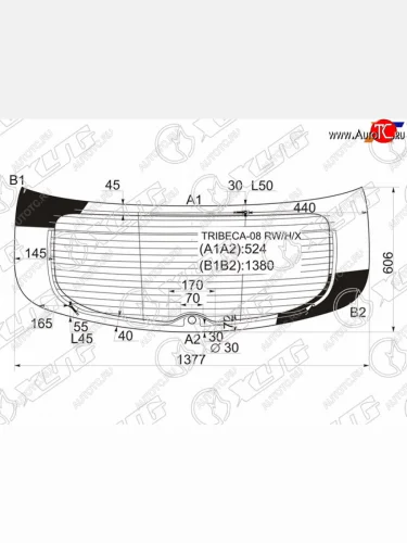 Стекло заднее (Цвет зеленый Обогрев Антенна) Subaru B9 Tribeca 07-14  Tribeca 07-14 XYG TRIBECA-08 RW/H/X