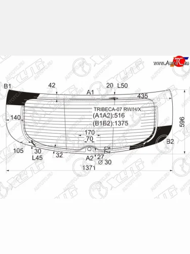 Стекло заднее (Цвет зеленый Обогрев Антенна) Subaru B9 Tribeca 04-07 XYG TRIBECA-07 RW/H/X