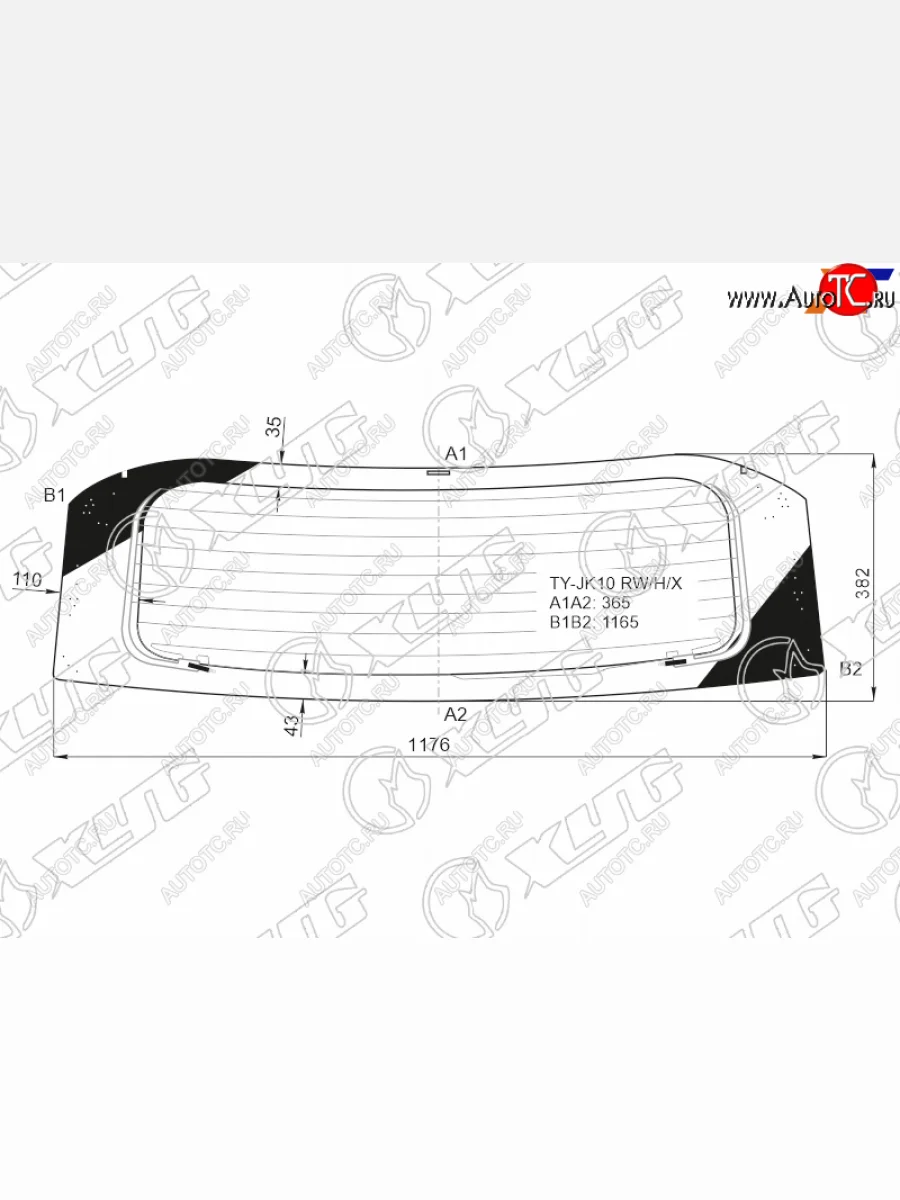 Стекло заднее (Цвет зеленый Обогрев) Toyota Aqua 11-21 XYG TY-JK10 RW/H/X  в Воронеже Воронежской области