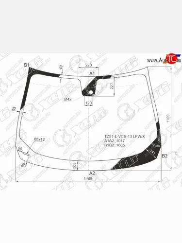 Стекло лобовое (датчик дождя) XYG (зеленое) Nissan Murano 2 Z51 рестайлинг (2010-2016)