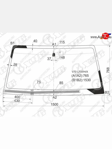 Стекло лобовое (Обогрев щеток) Mitsubishi Pajero 99-20 XYG V70 LFW/H/X