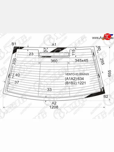 Стекло заднее (Цвет зеленый Обогрев Антенна) Volkswagen Jetta 91-98  Vento 92-95 XYG VENTO-93 RW/H/X