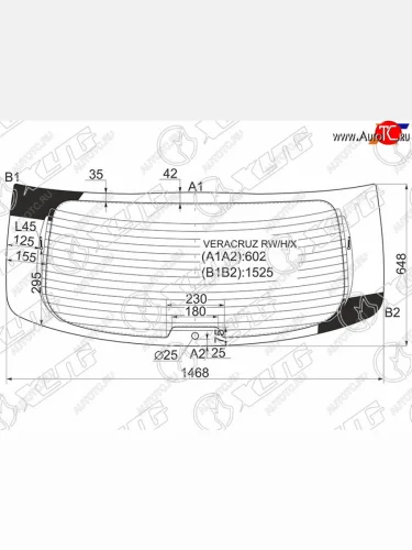 Стекло заднее (Цвет зеленый Обогрев) Hyundai ix55 06-13  Veracruz 06-15 XYG VERACRUZ RW/H/X