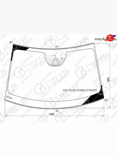 Стекло лобовое (Обогрев полный Камера Датчик дождя Молдинг) Volvo XC40 17-22 XYG VOL-XC40-VCSSH LFW/W/X