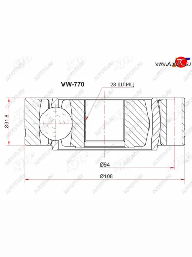 Шрус внутренний VOLKSWAGEN TRANSPORTER T5 03- SAT VW-770