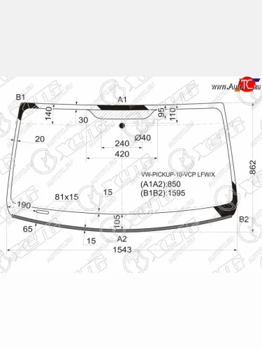 Стекло лобовое (молдинг) XYG (зеленое) Volkswagen Amarok (2009-2022) дорестайлинг, рестайлинг