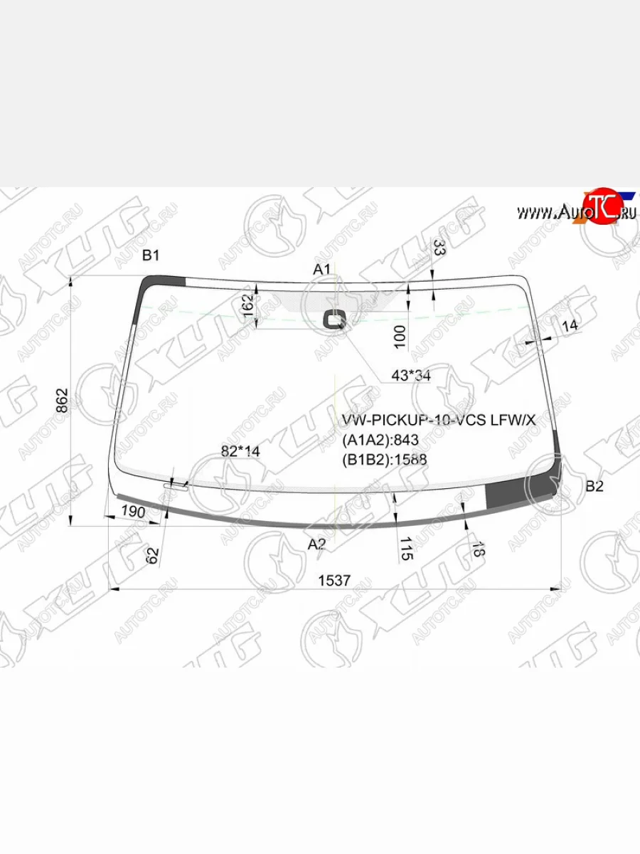 Стекло лобовое (Датчик дождя Молдинг) Volkswagen Amarok 10-16 XYG VW-PICKUP-10-VCS LFW/X  в Воронеже Воронежской области