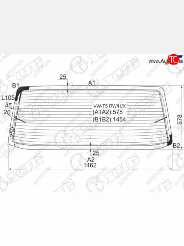 Стекло заднее (Цвет зеленый Обогрев) Volkswagen Transporter 03-15  Multivan 03-15 XYG VW-T5 RW/H/X