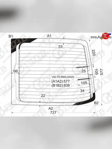 Стекло заднее (Цвет зеленый Обогрев) Volkswagen Transporter 03-15  Multivan 03-15 XYG VW-T5 RW/LH/H/X